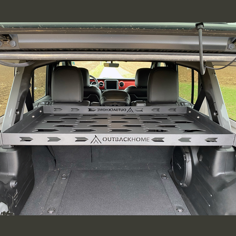 Jeepshop24 - Ablageträger im Kofferraum 4-Türer Aluminium Outback  HomeWrangler JL 18 