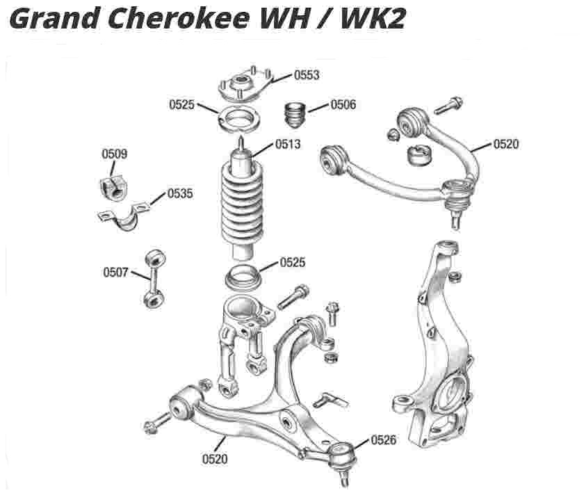 Jeepshop24 - Stabilisatorstange / Koppelstange vorne rechts und links  passenGrand Cherokee WH / WK 05 - 10, Commander XH / XK 06 - 10